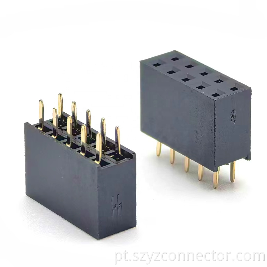 Conector de cabeçalho fêmea de passo de 2,54 mm fileira dupla reta H8,5 mm tipo U 2 * 5P 2.54mm Pitch Female Header Connector Dual Row Straight H8.5mm U-type 2*5P